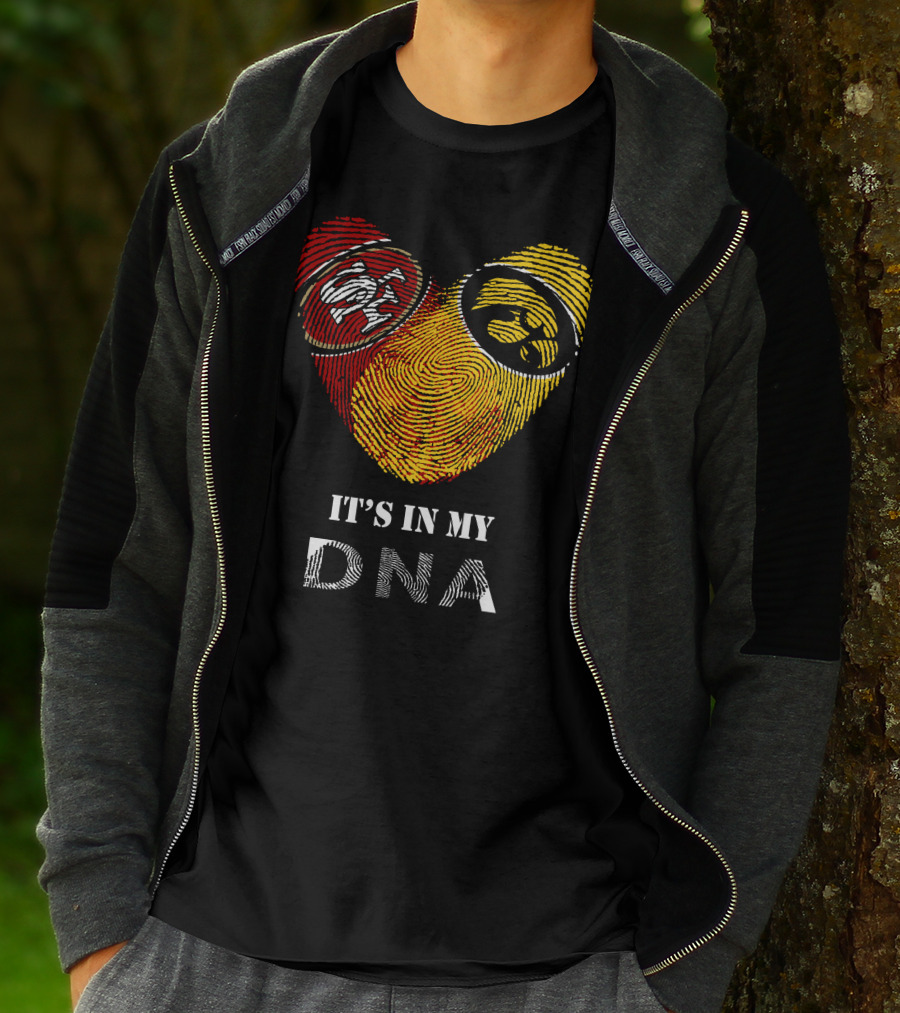 49ers Iowa Hawkeyes Dna Heart Fingerprint T-Shirt