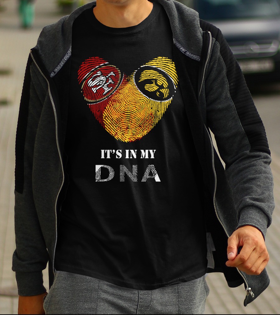 49ers Iowa Hawkeyes Dna Heart Fingerprint T-Shirt
