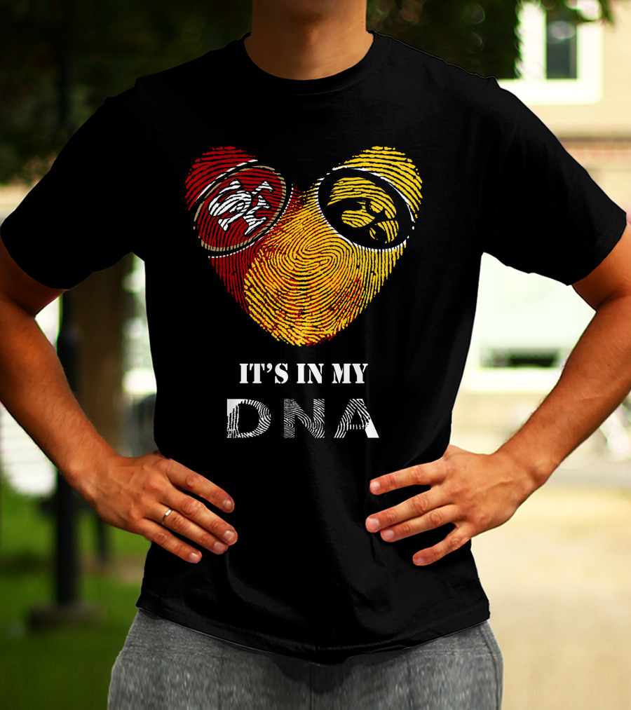 49ers Iowa Hawkeyes Dna Heart Fingerprint T-Shirt