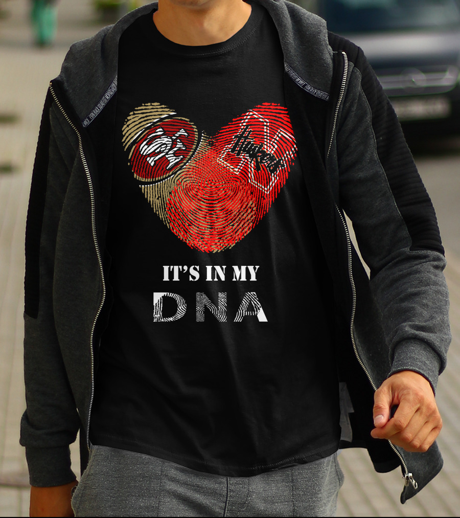 49ers Nebraska Cornhuskers Dna Fingerprint Heart T-Shirt