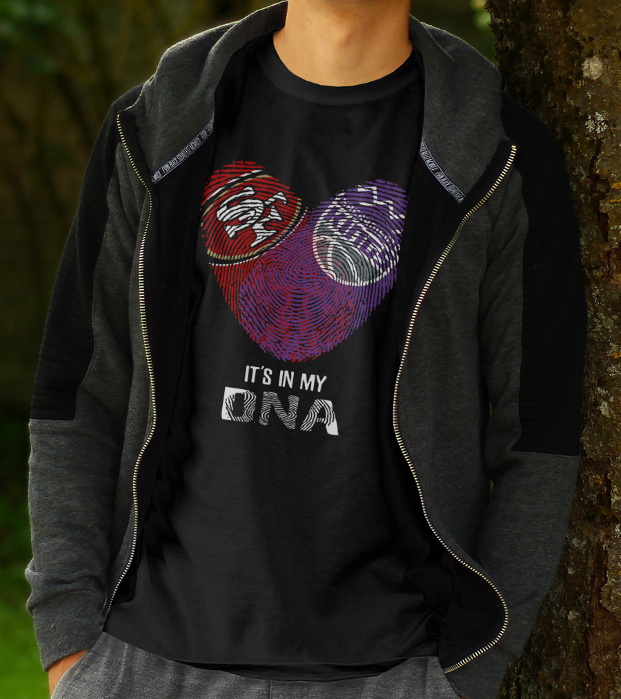 49ers Sacramento Kings It's In My Dna Fingerprint Heart T-Shirt