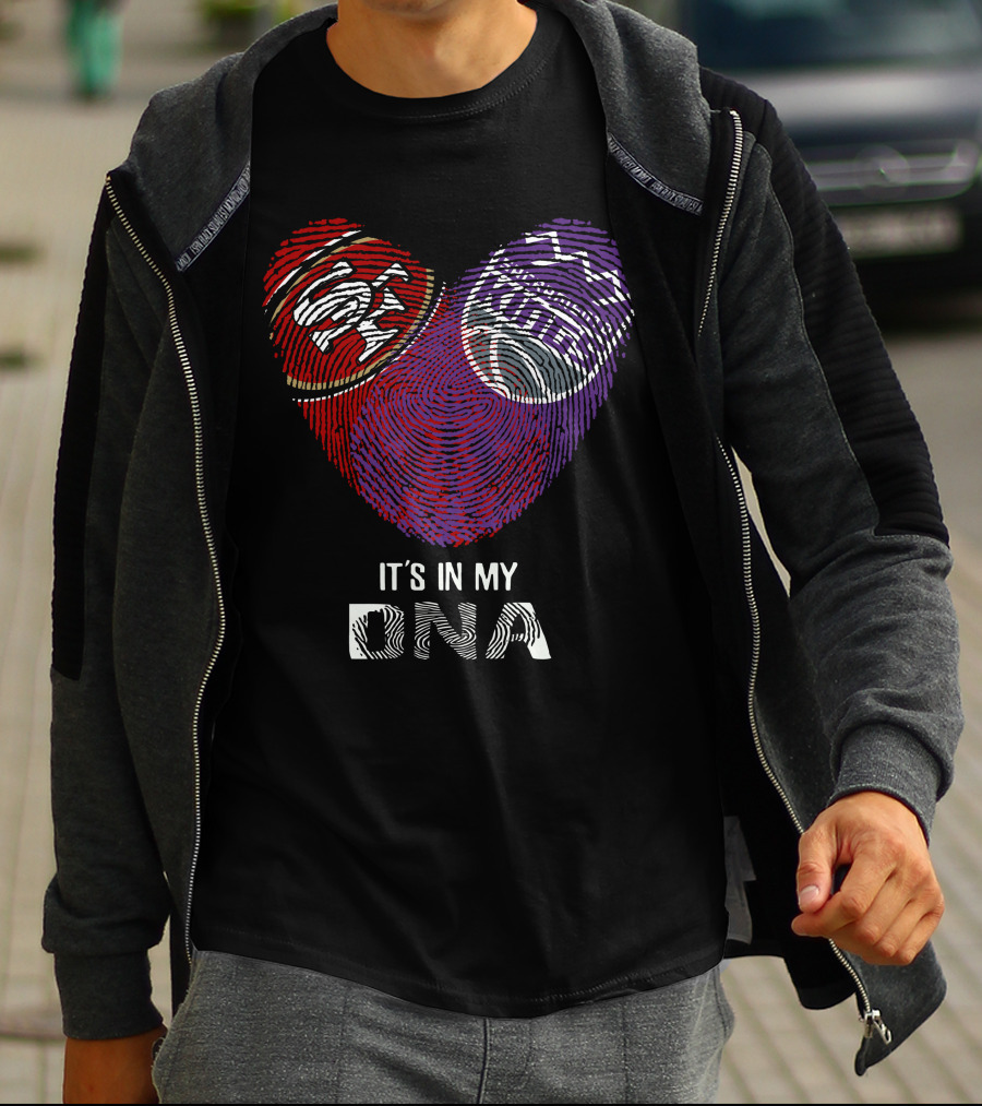 49ers Sacramento Kings It's In My Dna Fingerprint Heart T-Shirt