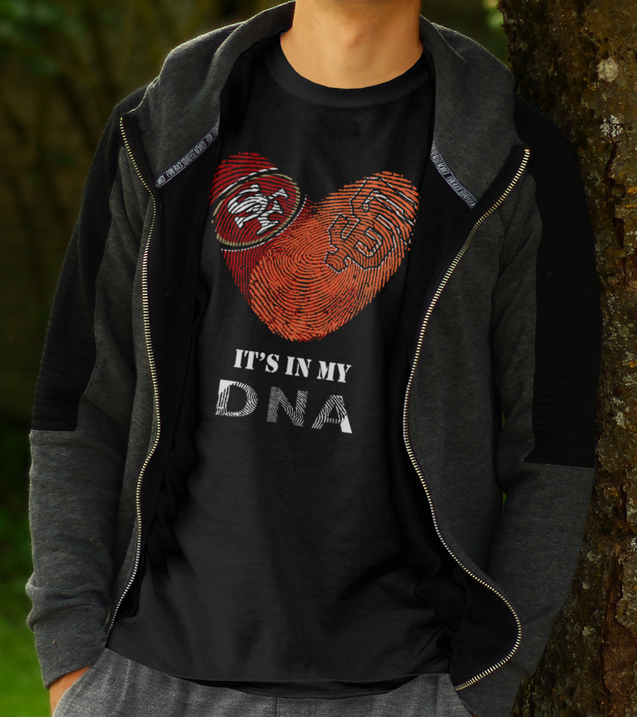 49ers Giants Heart Fingerprint DNA T-Shirt