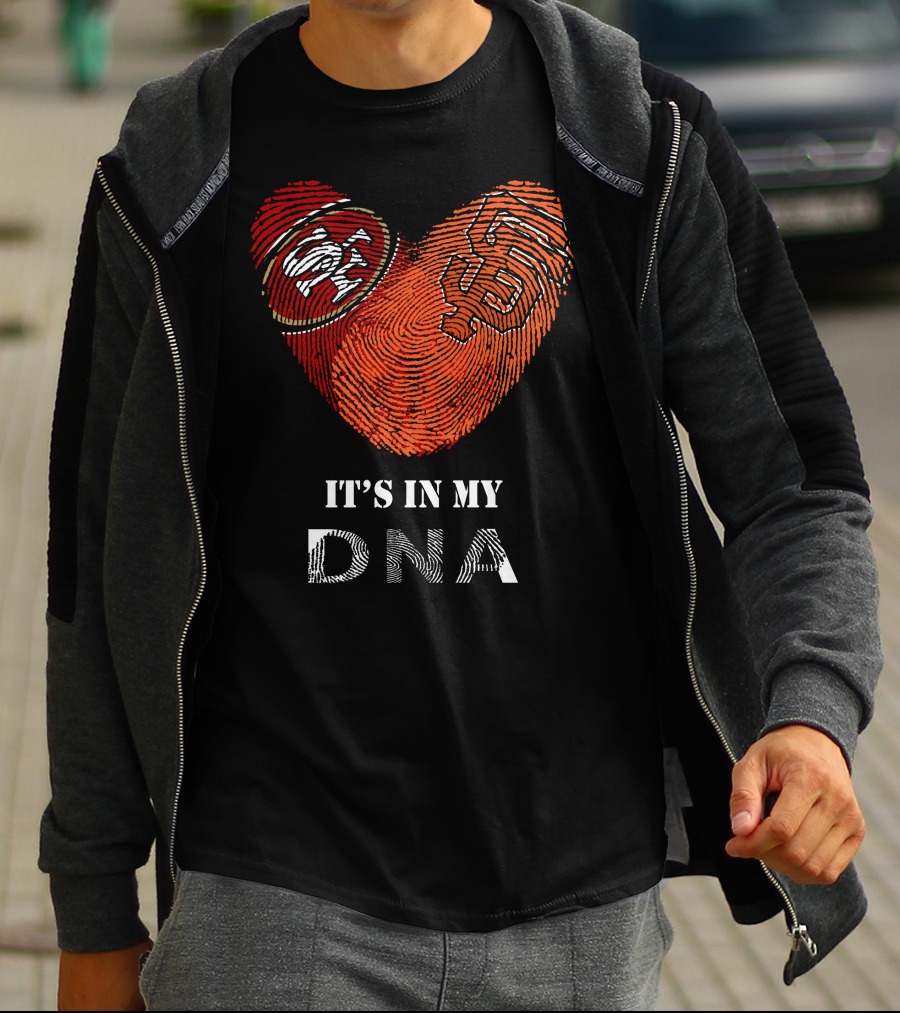 49ers Giants Heart Fingerprint DNA T-Shirt
