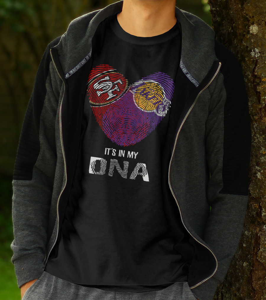 49Ers Lakers Heart Fingerprint It's In My DNA T-Shirt