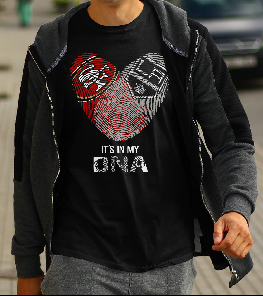 49ers Los Angeles Kings Heart Fingerprint It's In My DNA T-Shirt