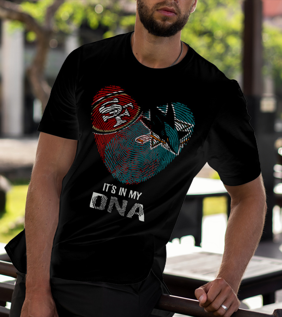 49ers San Jose Sharks Heart Thumbprint It's In My DNA T-Shirt