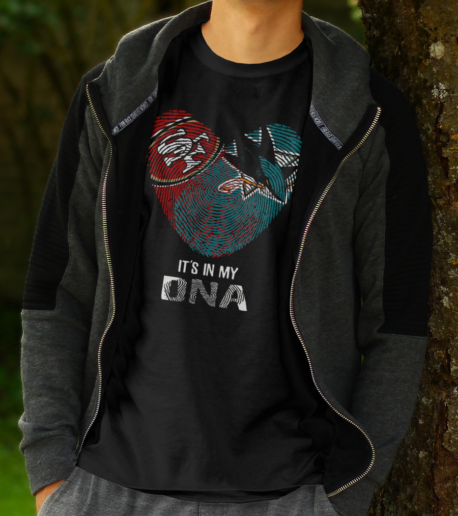 49ers San Jose Sharks Heart Thumbprint It's In My DNA T-Shirt