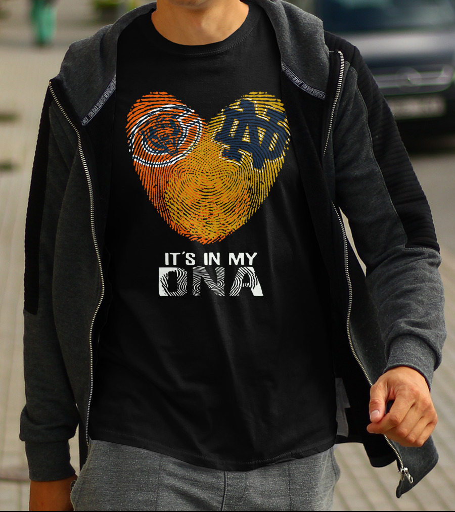 Bears Notre Dame It's In My Dna Heart Fingerprint Logo Icons T-Shirt