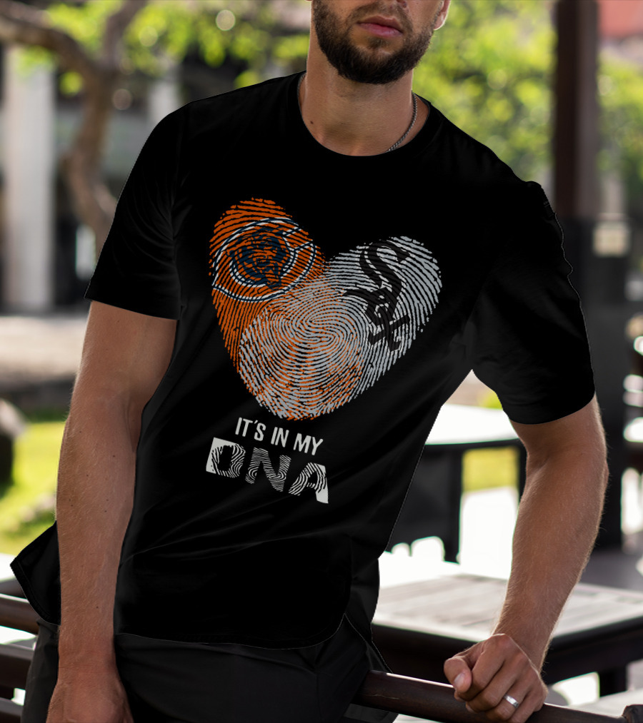 Bears White Sox It’s In My DNA Fingerprint Heart T-Shirt