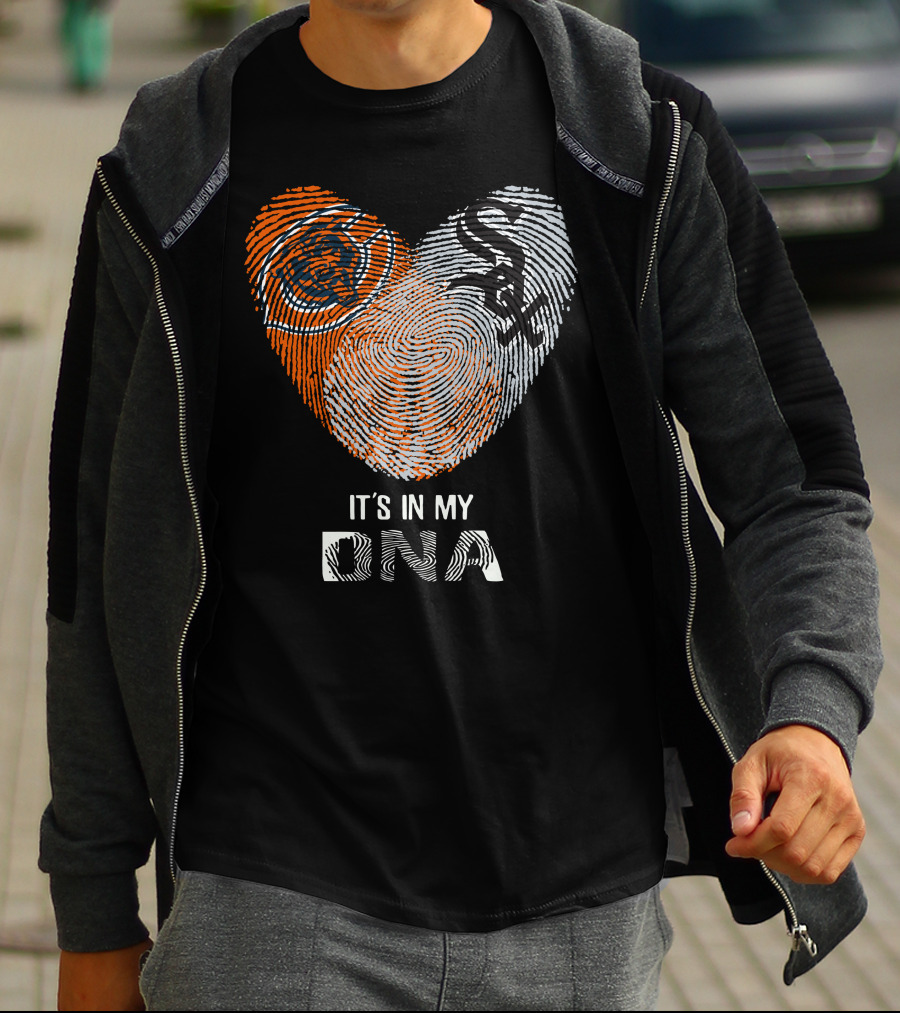 Bears White Sox It’s In My DNA Fingerprint Heart T-Shirt