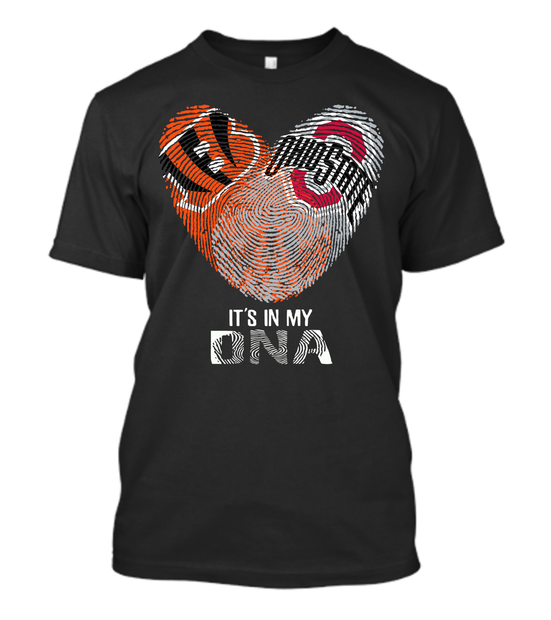 Bengals Ohio State Fingerprint Heart It's In My Dna T-Shirt