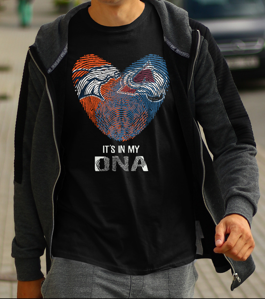 Broncos Avalanche It's In My DNA Fingerprint Heart T-Shirt