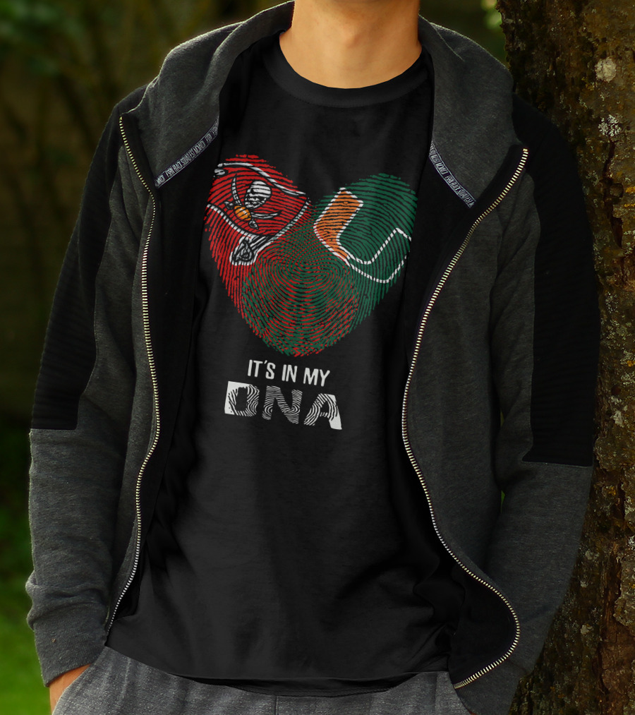 Buccaneers Hurricanes Fingerprint Heart It's In My DNA T-Shirt