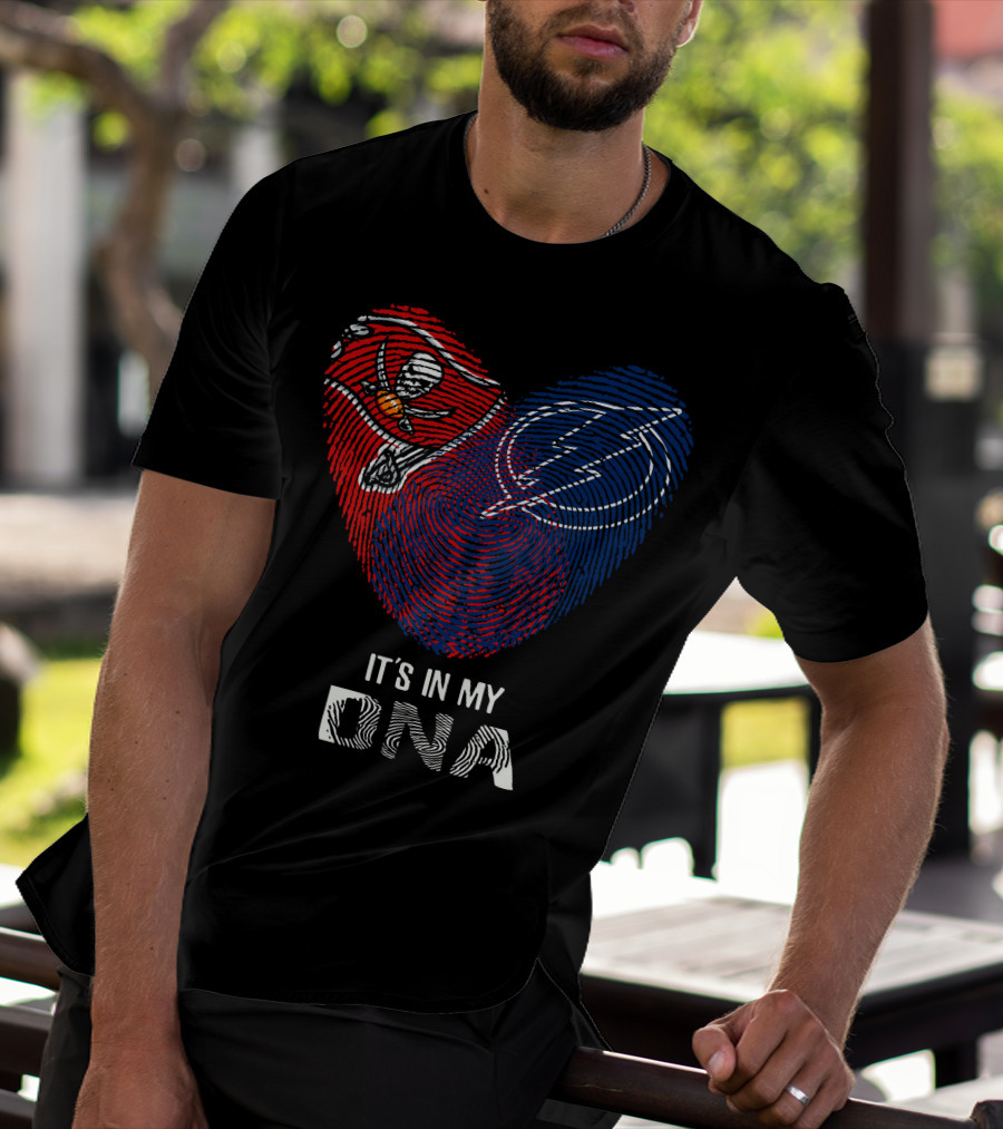 Buccaneers Lightning Heart It's In My Dna Fingerprint T-Shirt