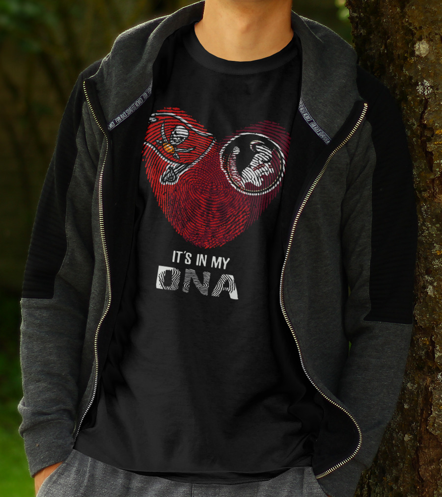 Buccaneers Seminoles Heart Fingerprint It's In My Dna T-Shirt