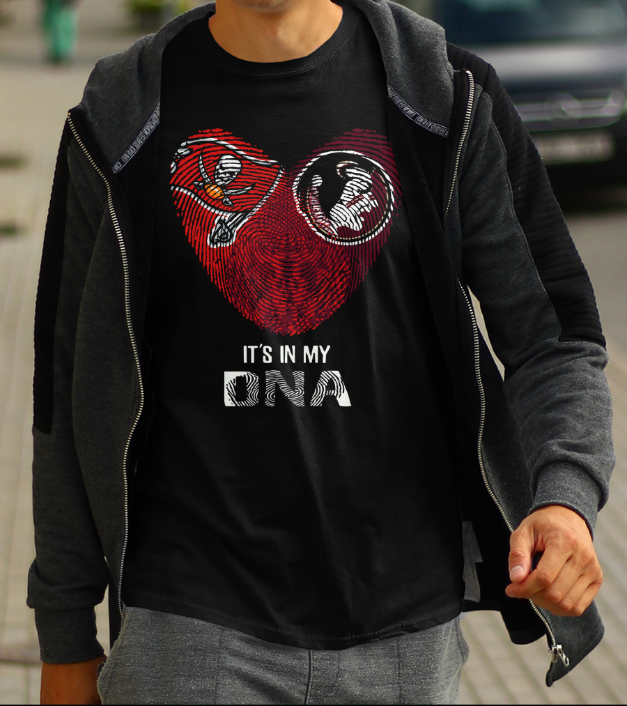 Buccaneers Seminoles Heart Fingerprint It's In My Dna T-Shirt
