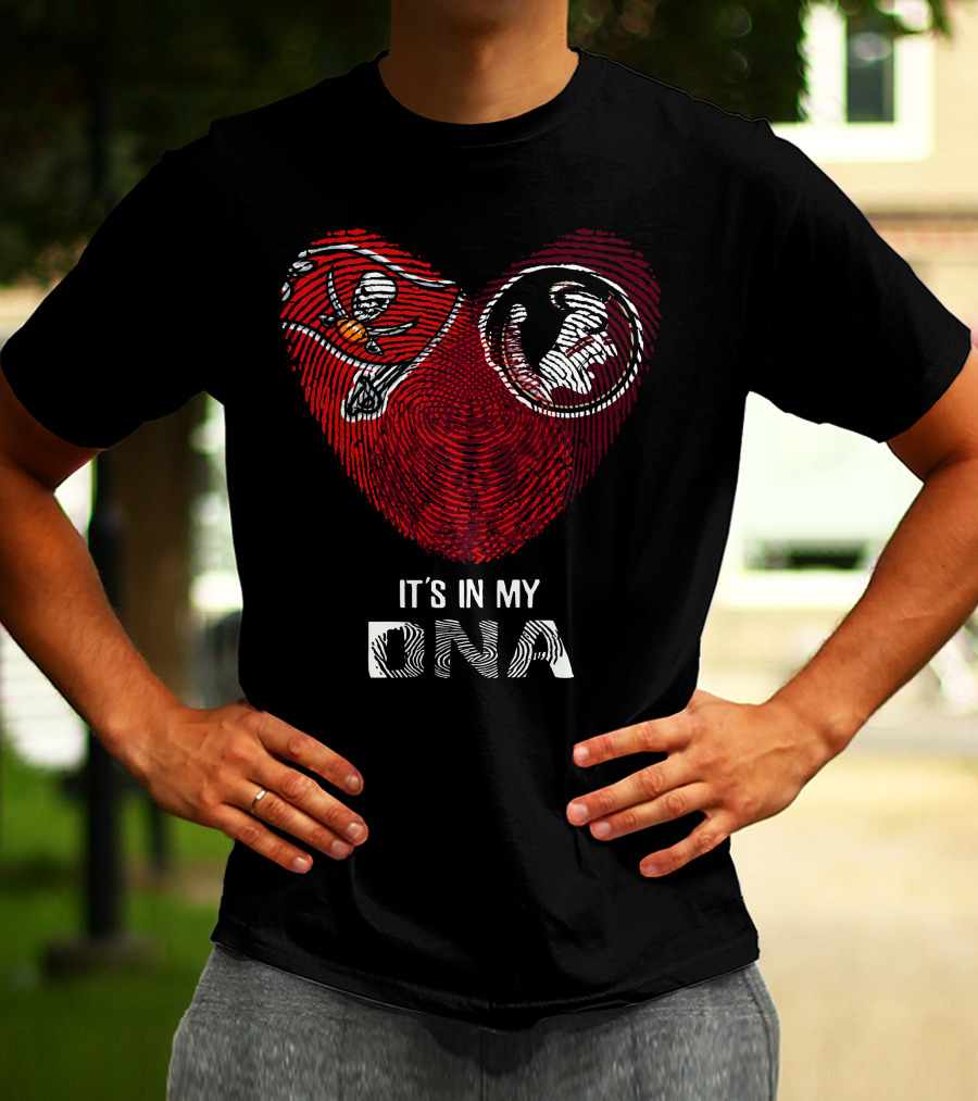 Buccaneers Seminoles Heart Fingerprint It's In My Dna T-Shirt