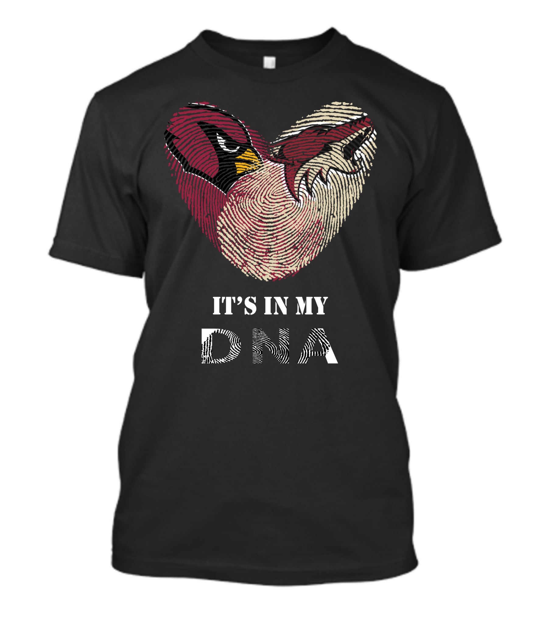 Cardinals Arizona Coyotes It's In My DNA Fingerprint Heart T-Shirt