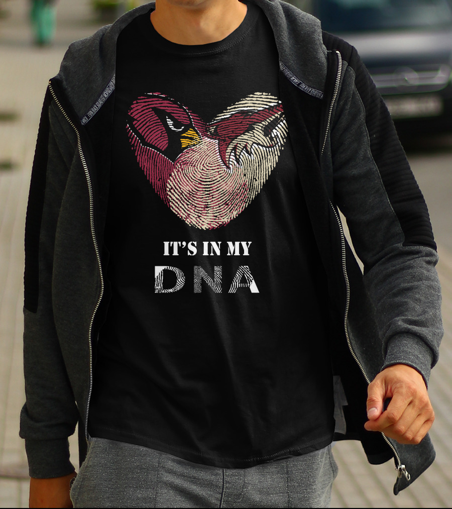 Cardinals Arizona Coyotes It's In My DNA Fingerprint Heart T-Shirt