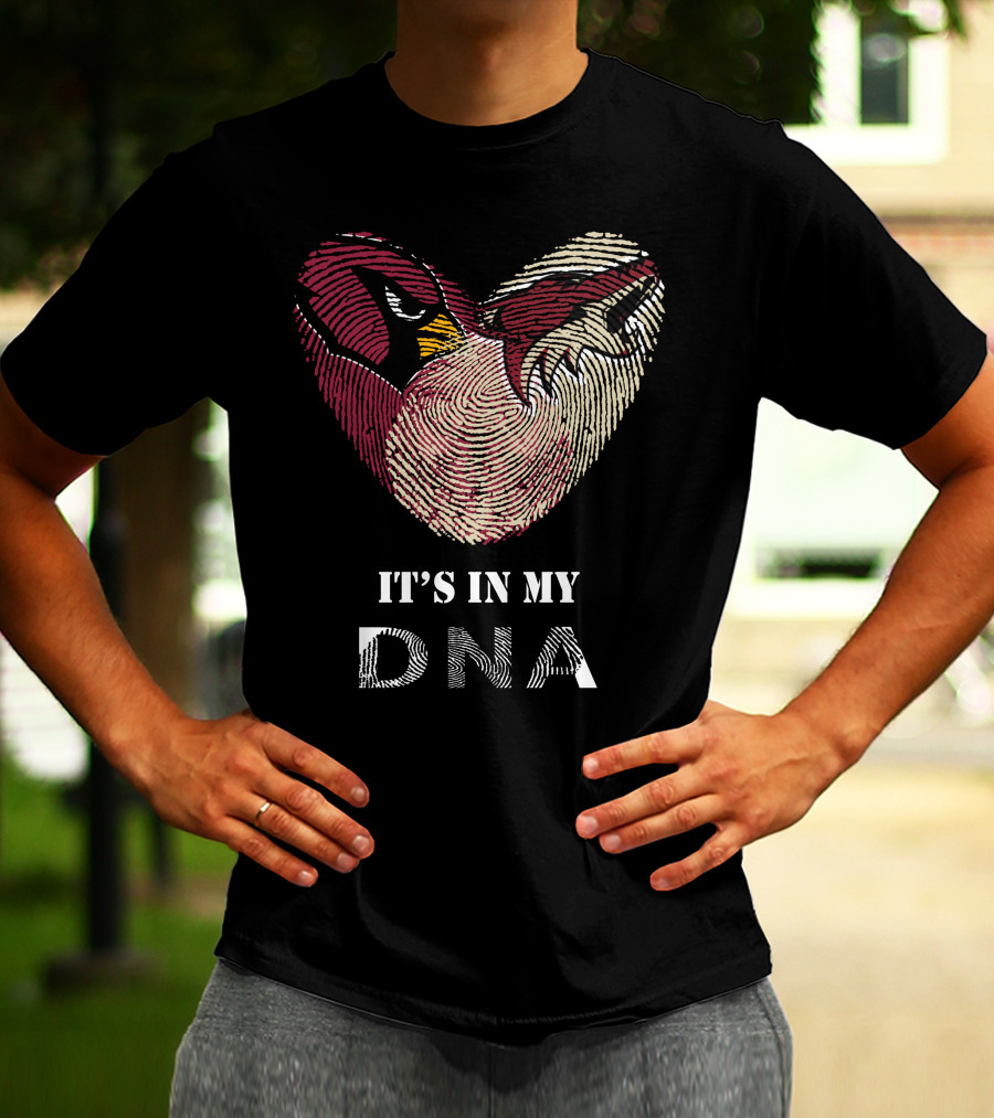Cardinals Arizona Coyotes It's In My DNA Fingerprint Heart T-Shirt