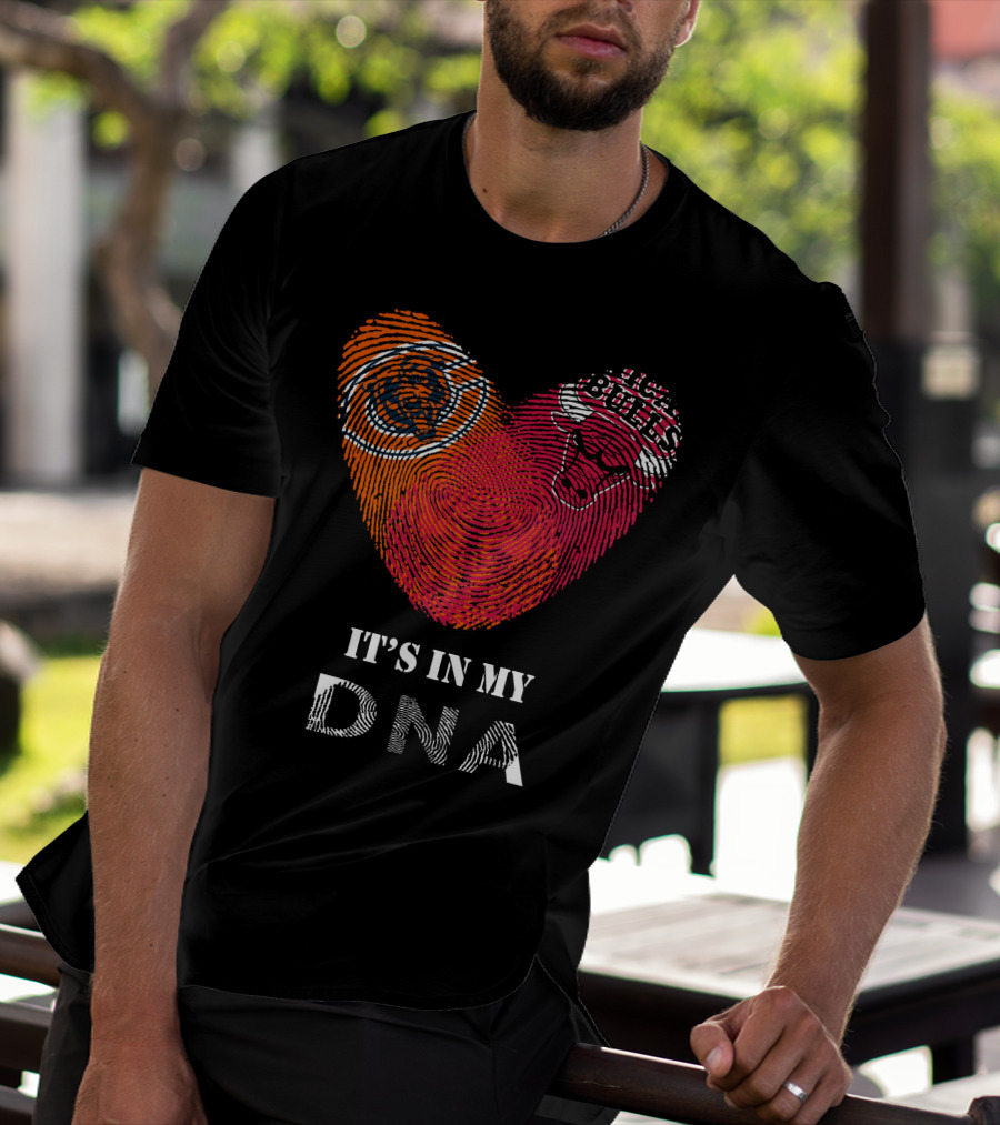 Chicago Bears Bulls Fingerprint Heart It's In My DNA T-Shirt