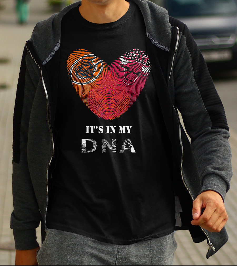 Chicago Bears Bulls Fingerprint Heart It's In My DNA T-Shirt