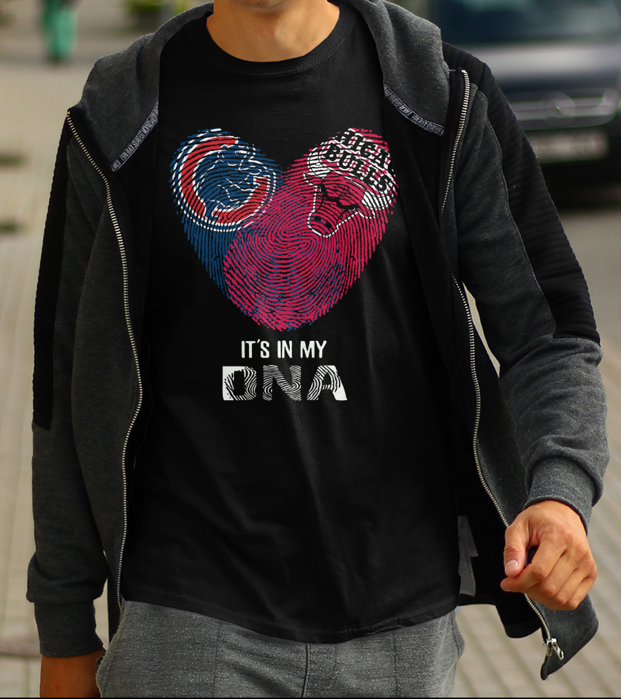 Chicago Cubs Bulls It's In My DNA Fingerprint Heart T-Shirt