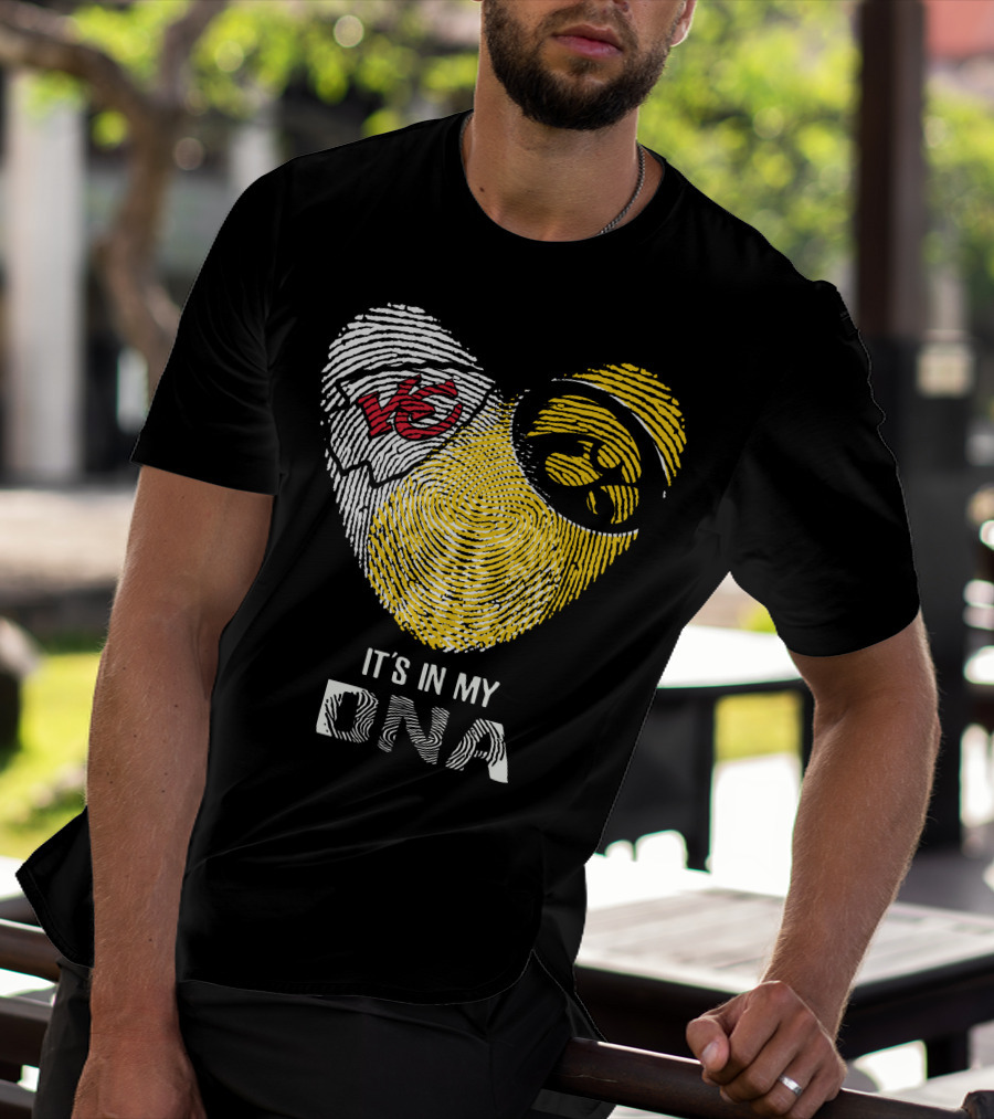 Chiefs Hawkeyes Heart Fingerprint It's In My DNA T-Shirt