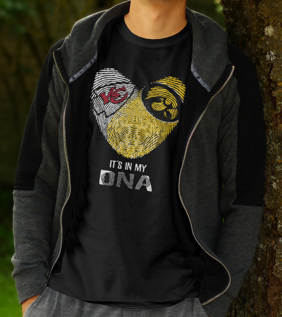 Chiefs Hawkeyes Heart Fingerprint It's In My DNA T-Shirt