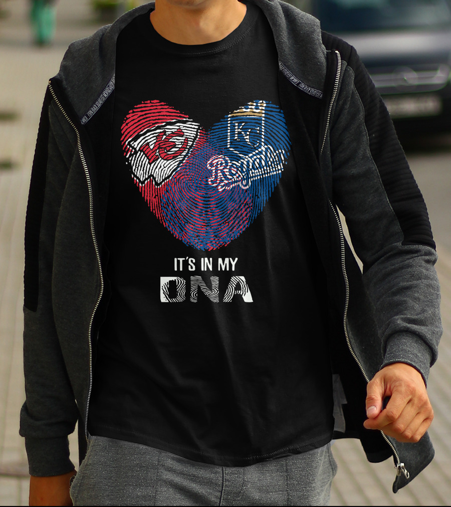 Chiefs Kc Royals Heart-Shaped Fingerprint It's In My Dna T-Shirt