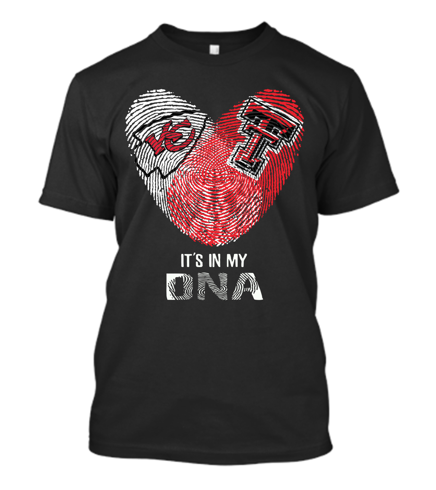 Chiefs Texas Tech Heart Shaped Fingerprint It's In My Dna T-Shirt