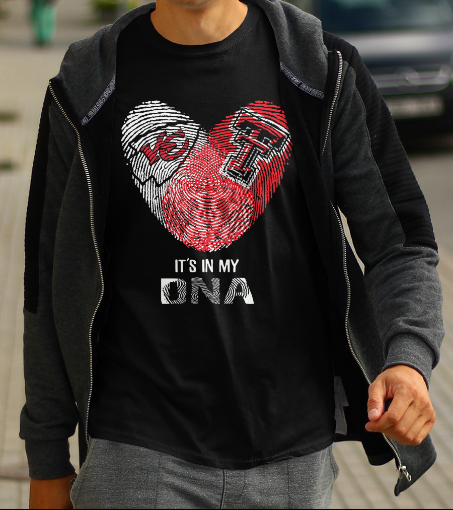 Chiefs Texas Tech Heart Shaped Fingerprint It's In My Dna T-Shirt