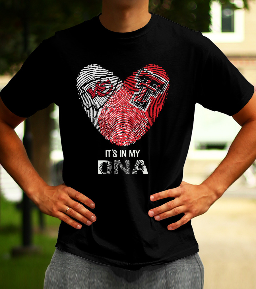 Chiefs Texas Tech Heart Shaped Fingerprint It's In My Dna T-Shirt