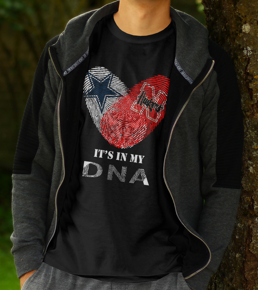 Cowboys Huskers It's In My DNA Fingerprint T-Shirt