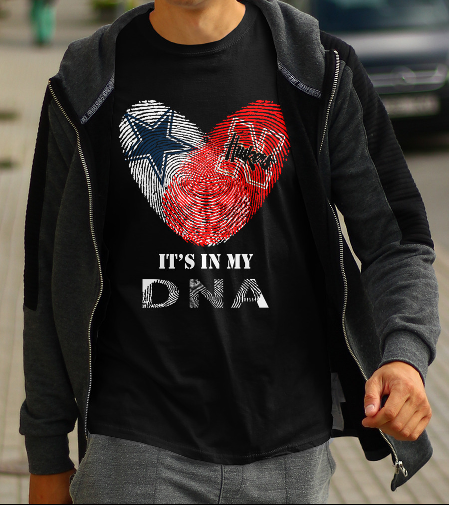 Cowboys Huskers It's In My DNA Fingerprint T-Shirt