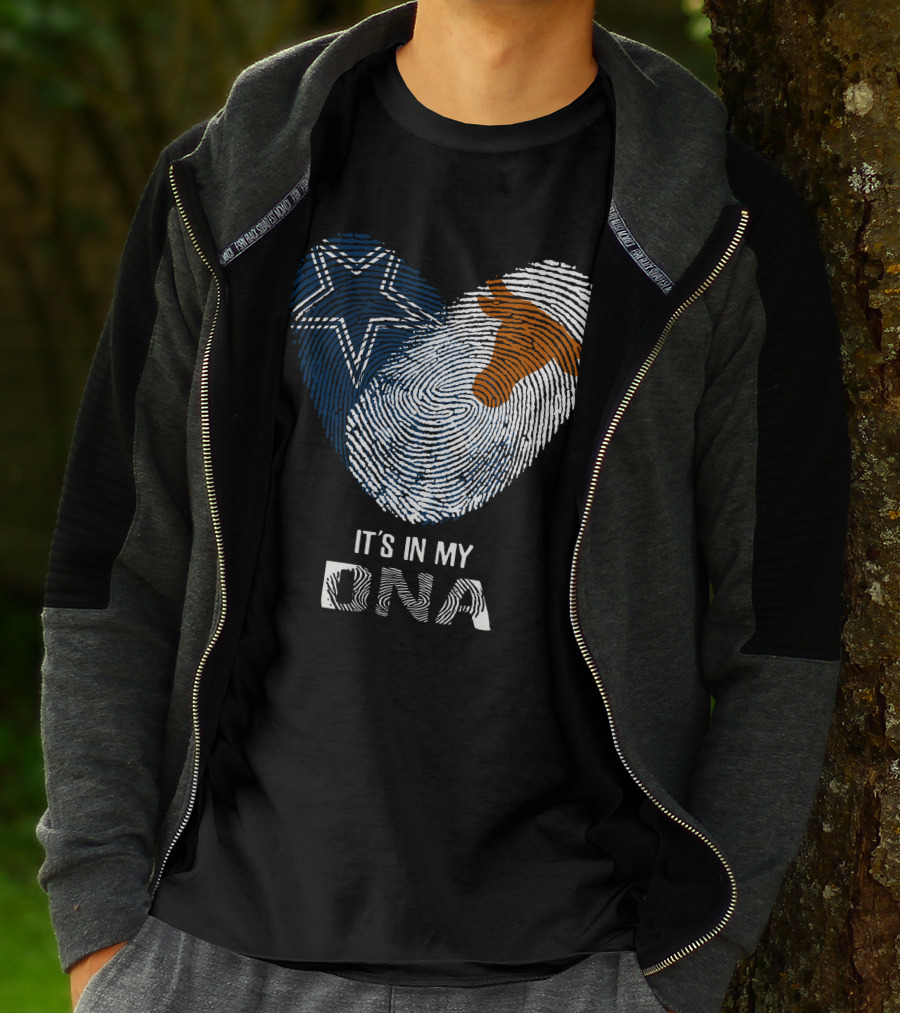 Cowboys Longhorns It's In My DNA Fingerprint Heart T-Shirt