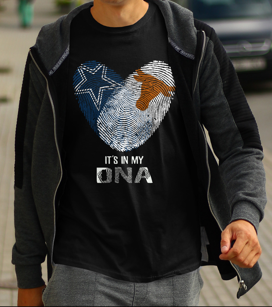 Cowboys Longhorns It's In My DNA Fingerprint Heart T-Shirt
