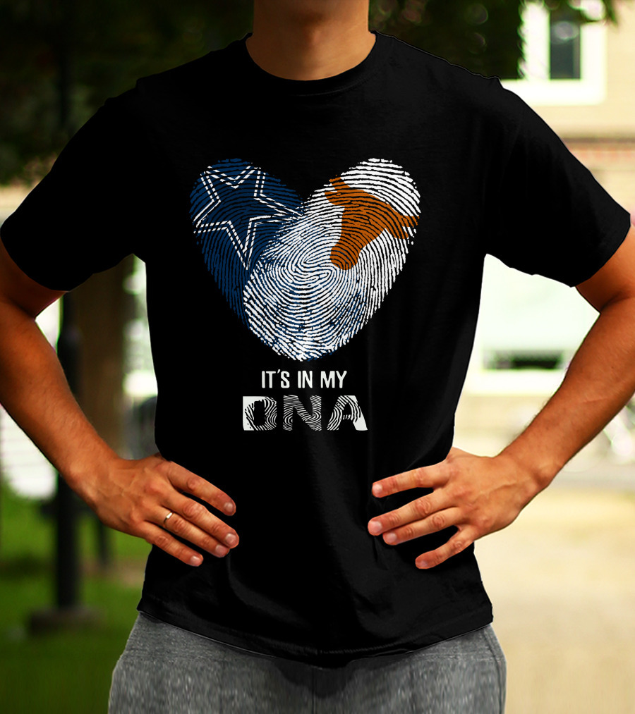 Cowboys Longhorns It's In My DNA Fingerprint Heart T-Shirt