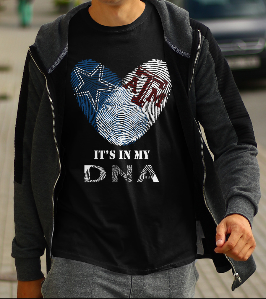 Cowboys Texas A&M Aggies It's In My Dna Fingerprint Heart T-Shirt