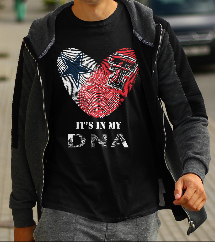 Cowboys Texas Tech Fingerprint Heart It's In My Dna T-Shirt