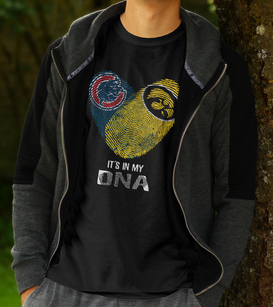 Chicago Cubs Iowa Hawkeyes It's In My Dna Fingerprint Heart T-Shirt