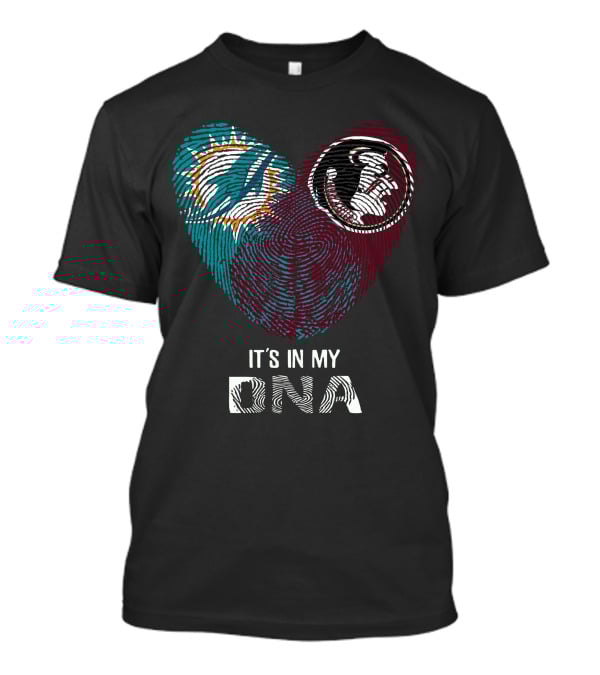 Dolphins Seminoles It's In My DNA Fingerprint Heart T-Shirt