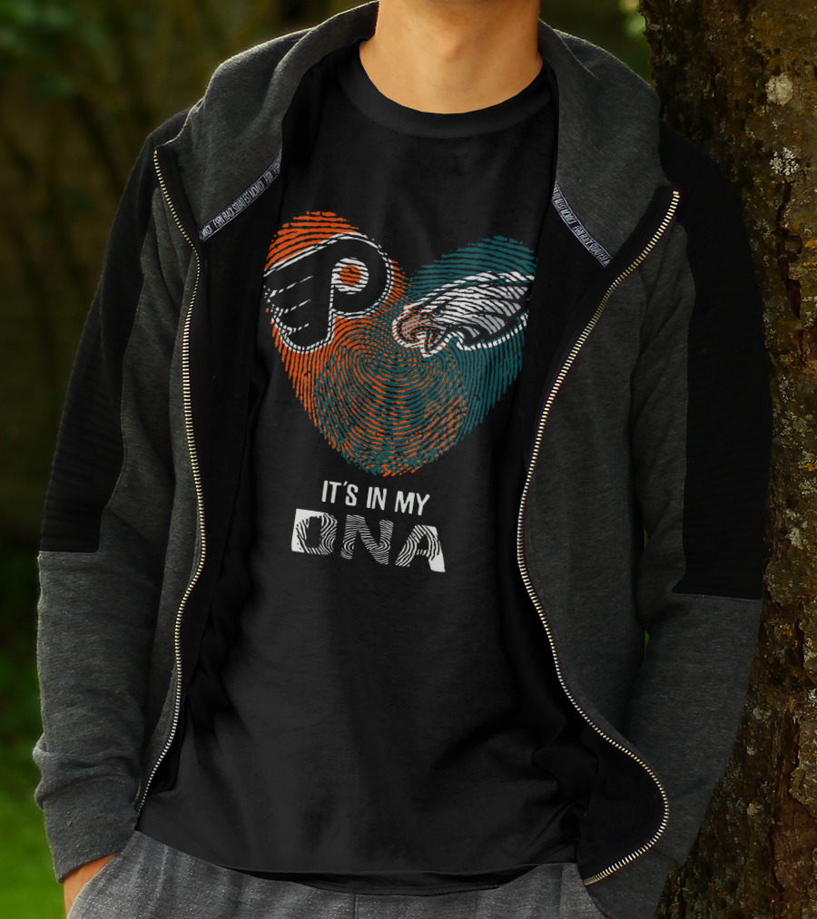 Philadelphia Eagles Flyers It's In My Dna Fingerprint T-Shirt