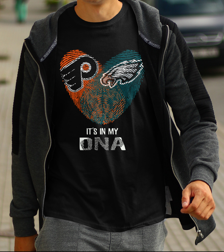 Philadelphia Eagles Flyers It's In My Dna Fingerprint T-Shirt