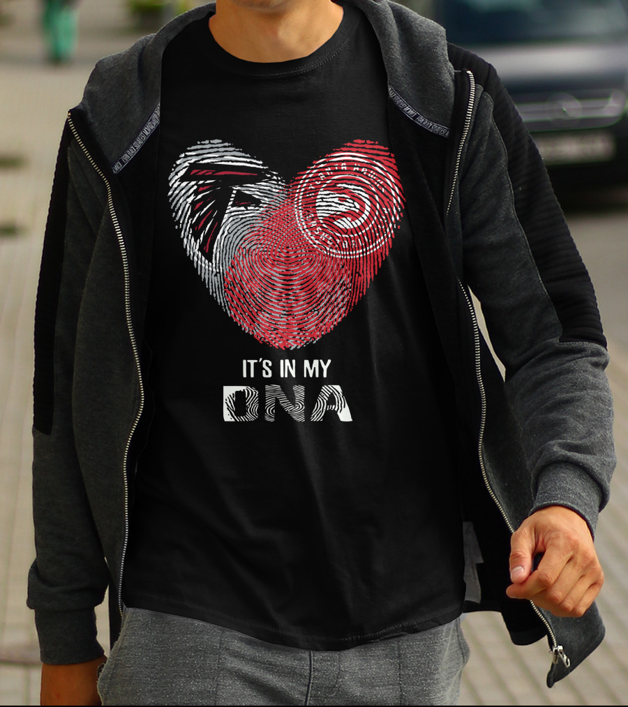 Falcons Atlanta Hawks It's In My DNA Fingerprint Heart T-Shirt