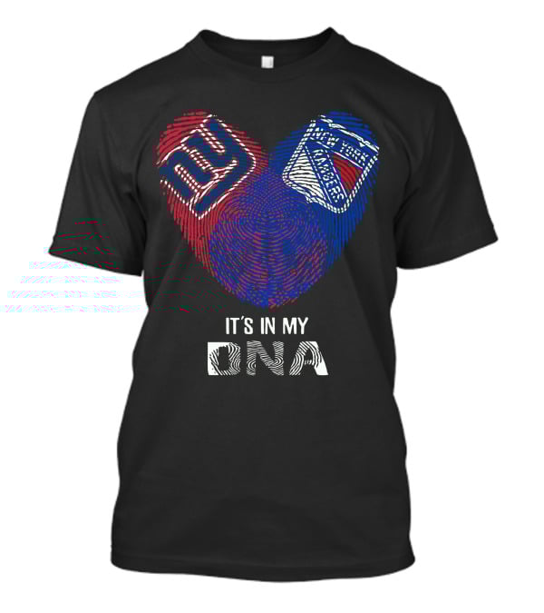 Giants Rangers It's In My DNA Heart Fingerprint T-Shirt