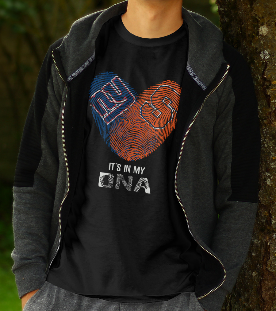 Giants Syracuse Orange It's In My DNA Heart Fingerprint T-Shirt