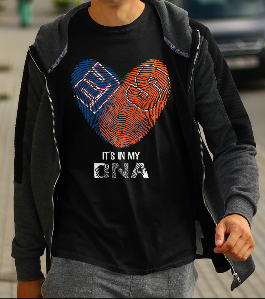 Giants Syracuse Orange It's In My DNA Heart Fingerprint T-Shirt