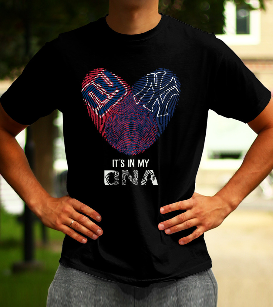 Giants Yankees Fingerprint Heart It's In My DNA T-Shirt
